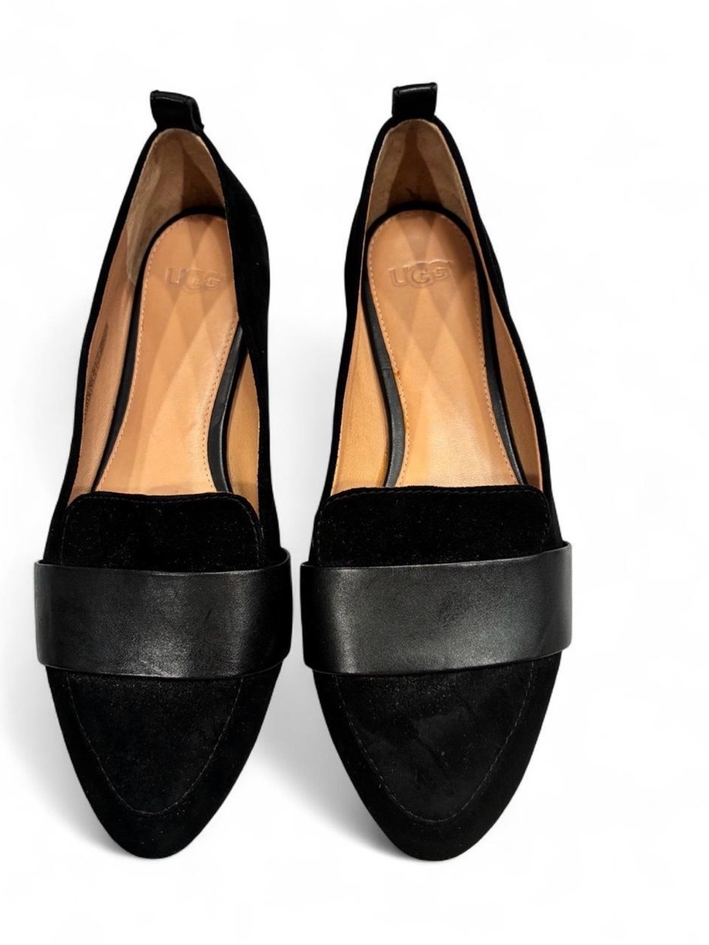 UGG Black Suede & Leather Pointed-Toe Loafers